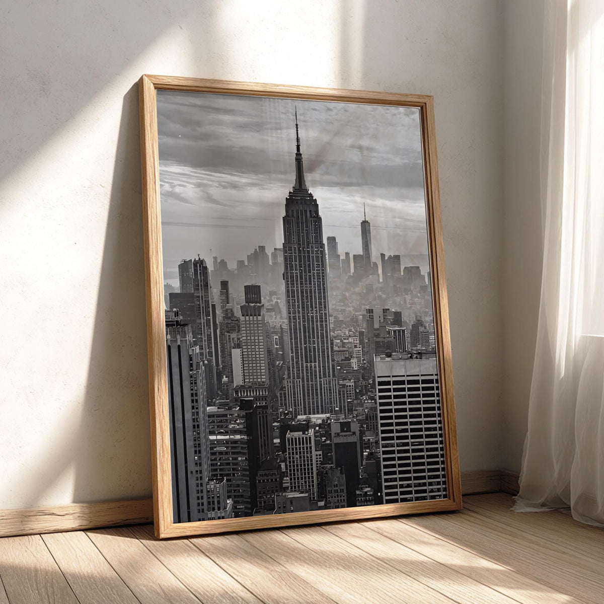Empire State Building Skyline Poster | Black and White Photography Print | Vintage New York Wall Art | Retro City Travel Decor