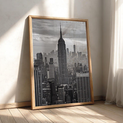 Empire State Building Skyline Poster | Black and White Photography Print | Vintage New York Wall Art | Retro City Travel Decor
