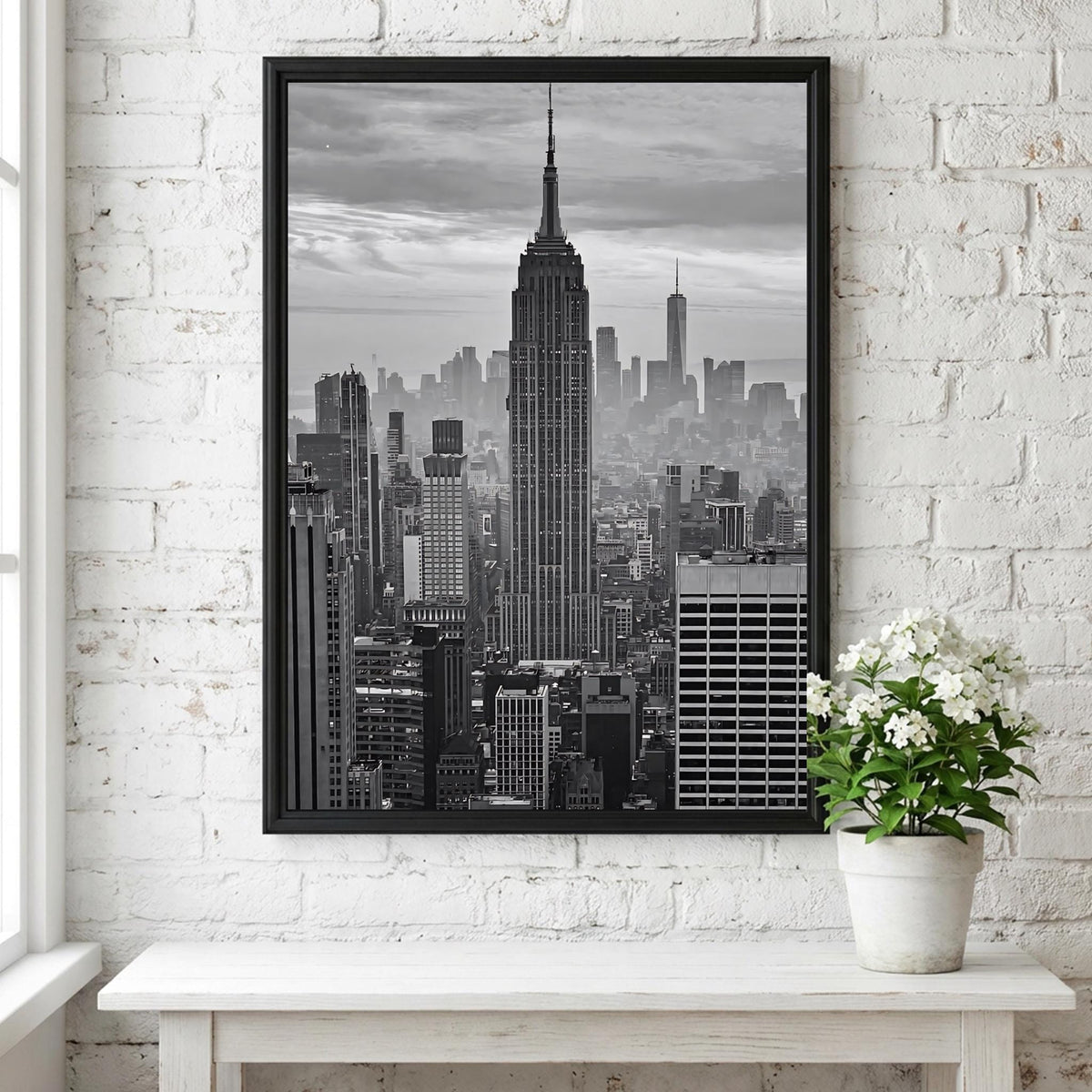 Empire State Building Skyline Poster | Black and White Photography Print | Vintage New York Wall Art | Retro City Travel Decor