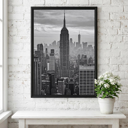 Empire State Building Skyline Poster | Black and White Photography Print | Vintage New York Wall Art | Retro City Travel Decor