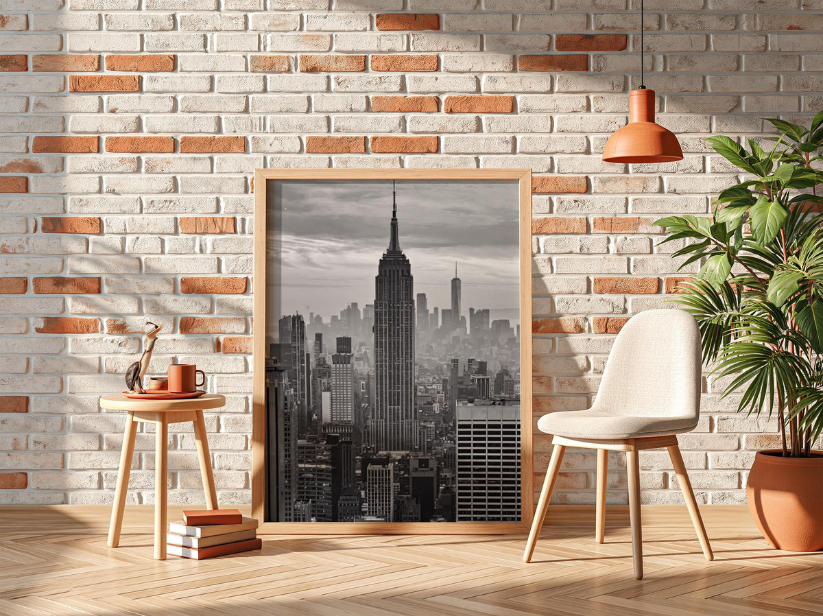 Empire State Building Skyline Poster | Black and White Photography Print | Vintage New York Wall Art | Retro City Travel Decor