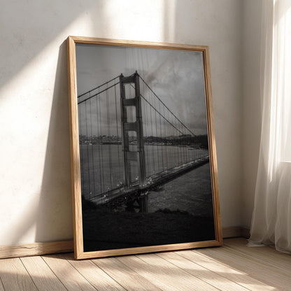 Golden Gate Bridge Dusk Poster | Black and White Photography Print | Vintage San Francisco Wall Art | Retro City Travel Decor