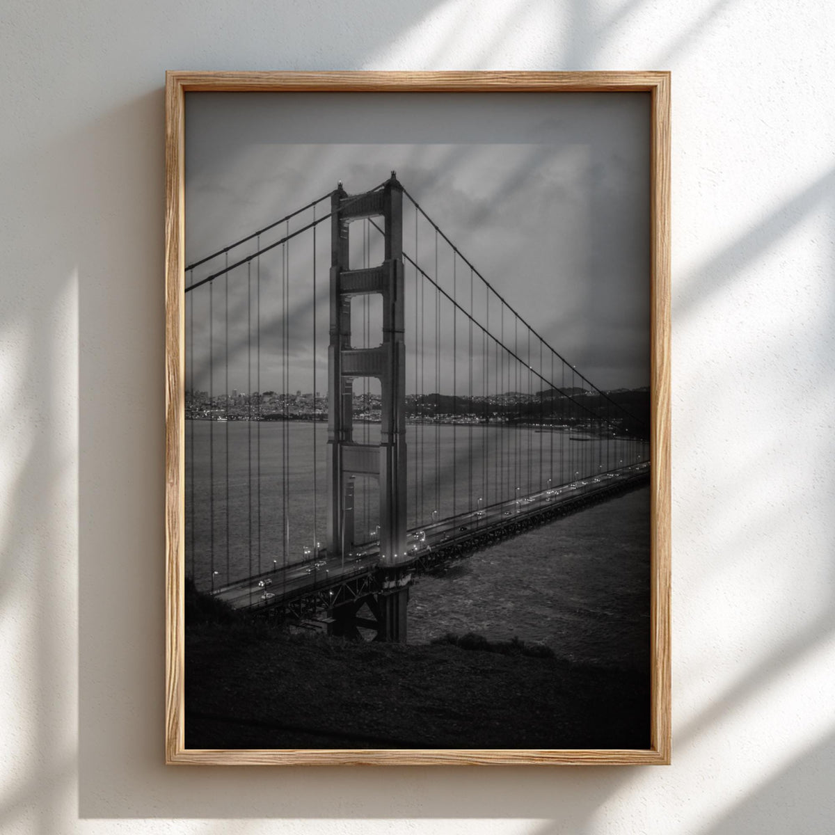 Golden Gate Bridge Dusk Poster | Black and White Photography Print | Vintage San Francisco Wall Art | Retro City Travel Decor