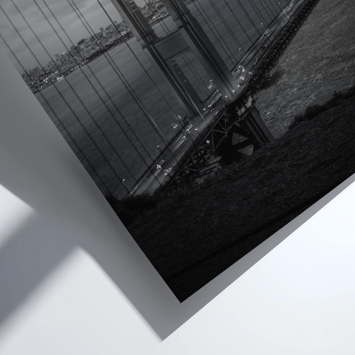 Golden Gate Bridge Dusk Poster | Black and White Photography Print | Vintage San Francisco Wall Art | Retro City Travel Decor