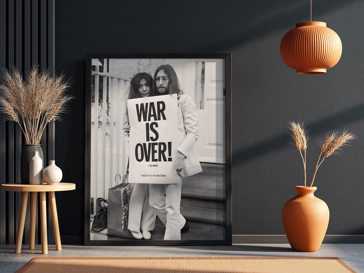 Peace Message Couple Poster | Black and White Photography Print | Vintage Music History Wall Art | Retro Inspirational Decor