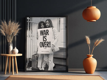 Peace Message Couple Poster | Black and White Photography Print | Vintage Music History Wall Art | Retro Inspirational Decor