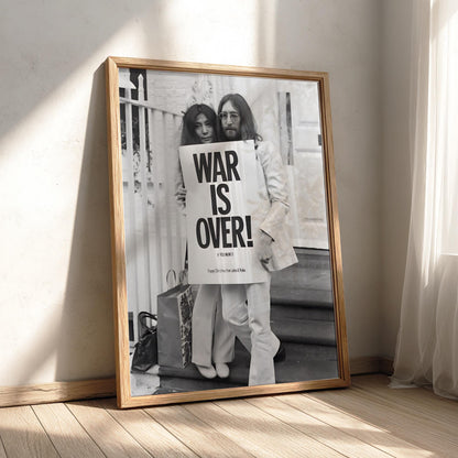 Peace Message Couple Poster | Black and White Photography Print | Vintage Music History Wall Art | Retro Inspirational Decor