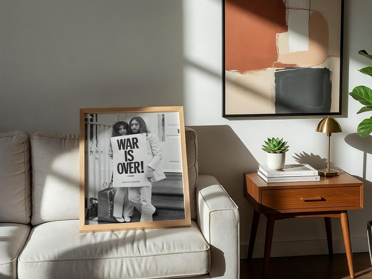 Peace Message Couple Poster | Black and White Photography Print | Vintage Music History Wall Art | Retro Inspirational Decor