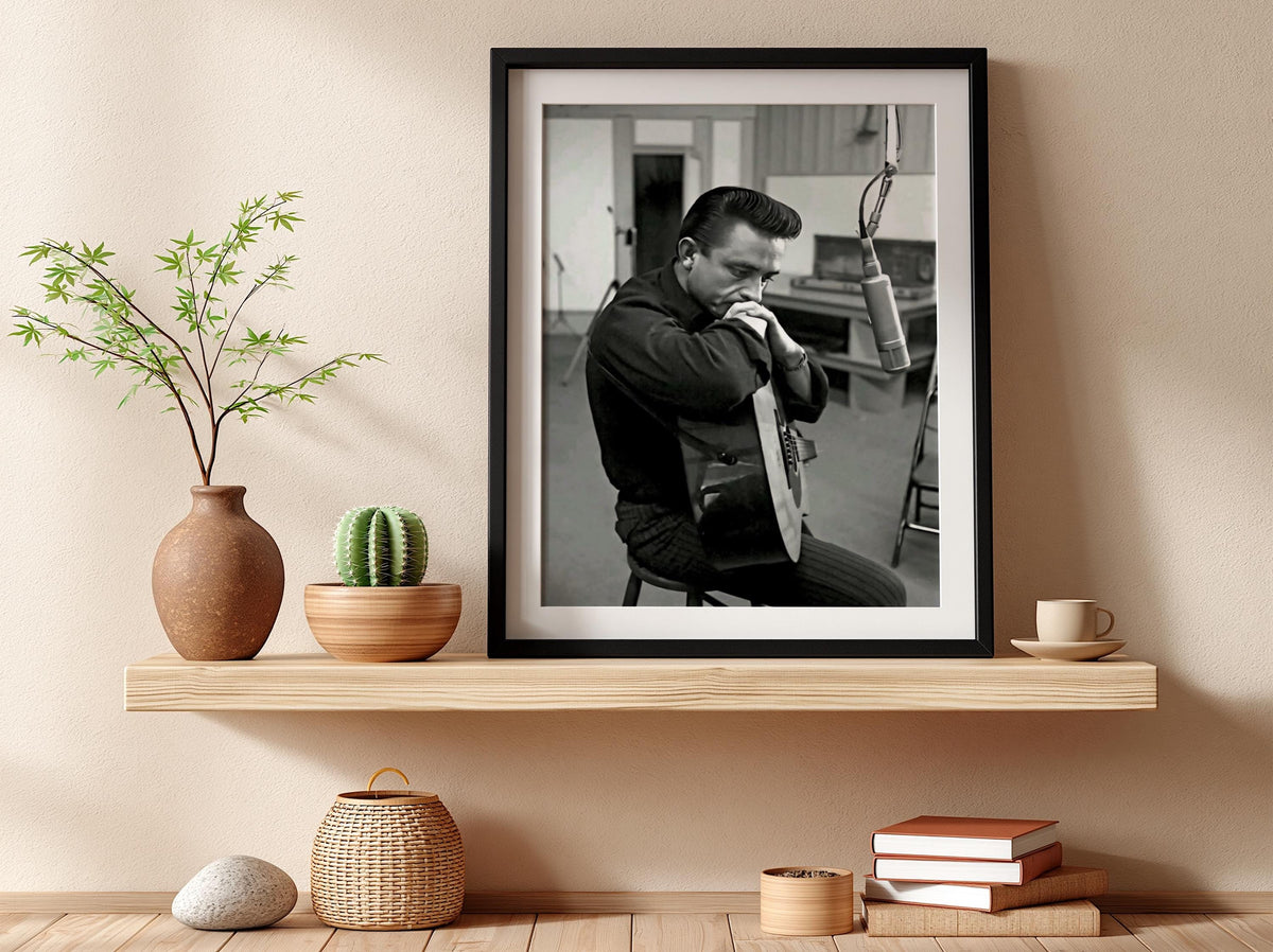 Country Music Recording Studio Poster | Black and White Photography Print | Vintage Music Wall Art | Retro Americana Decor