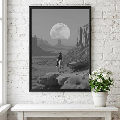 Cowboy Horse Ride Poster | Black and White Photography Print | Vintage Western Wall Art | Retro Cowboy Country Decor