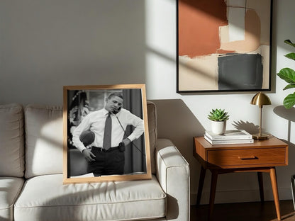 Obama Oval Office Football Poster | Black and White Photography Print | Vintage Presidential Wall Art | Retro History Decor