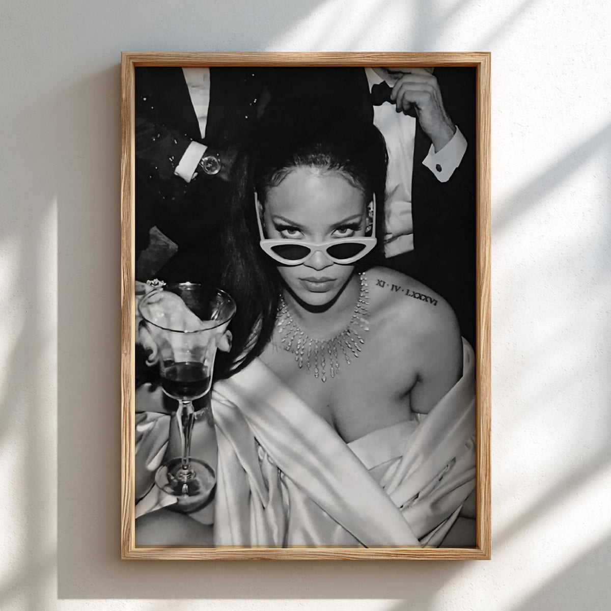 Pop Star Cat Eye Sunglasses Poster | Black and White Photography Print | Vintage Fashion Wall Art | Retro Glam Decor