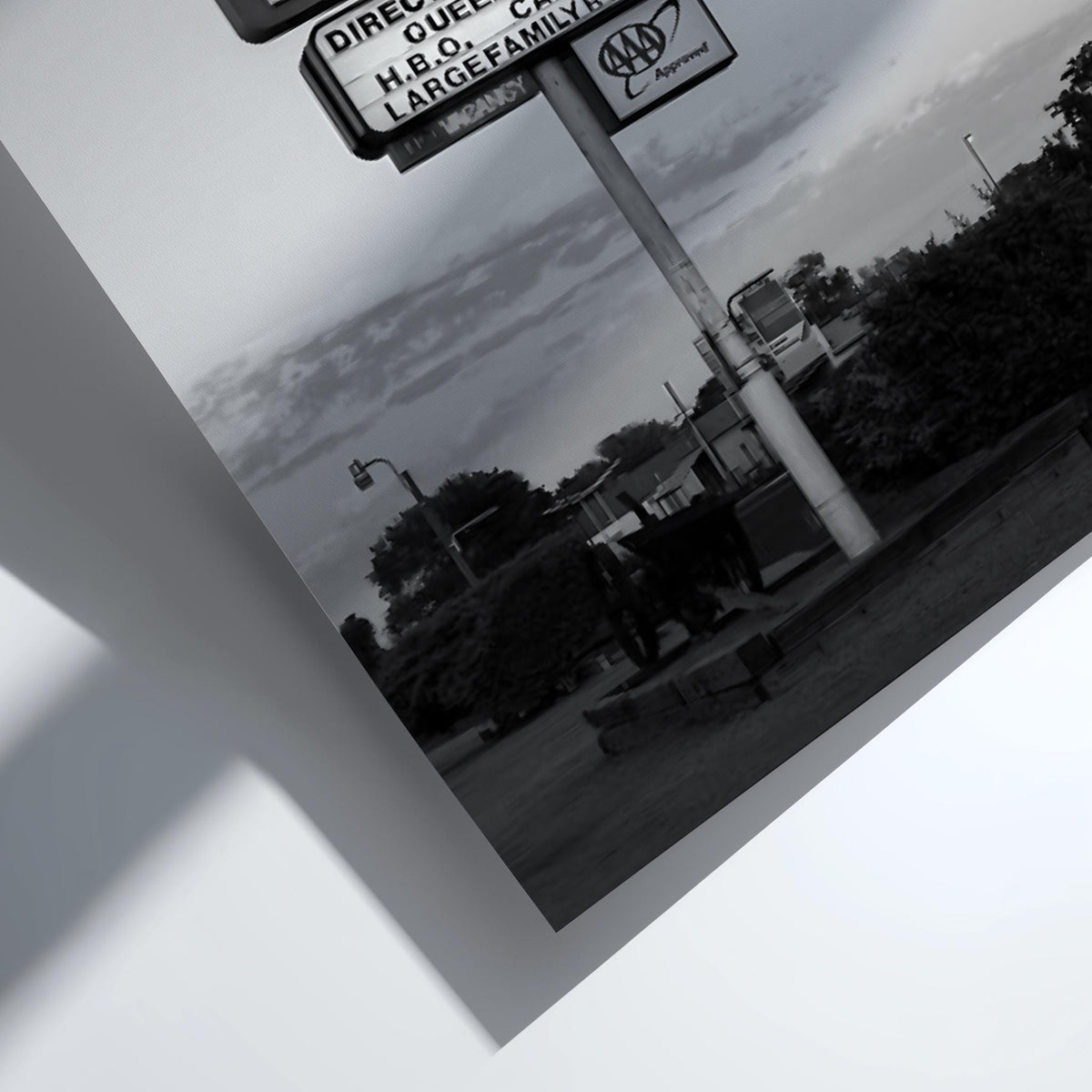 Route 66 Motel Sign Sunset Poster | Black and White Photography Print | Vintage Road Trip Wall Art | Retro Americana Decor