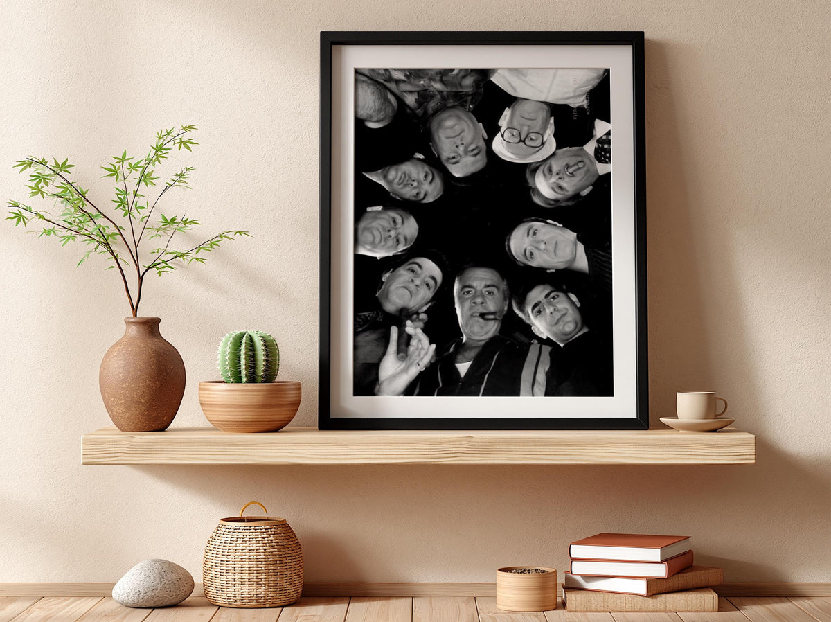 Sopranos Cast Circle Portrait Poster | Black and White Photography Print | Vintage Mafia TV Wall Art | Retro Classic Decor