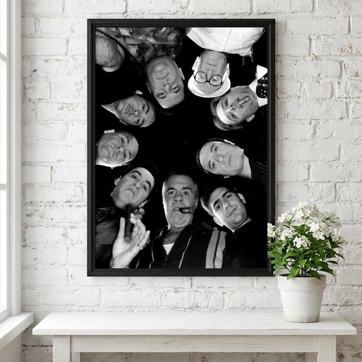 Sopranos Cast Circle Portrait Poster | Black and White Photography Print | Vintage Mafia TV Wall Art | Retro Classic Decor