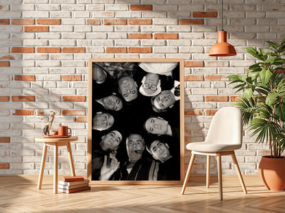 Sopranos Cast Circle Portrait Poster | Black and White Photography Print | Vintage Mafia TV Wall Art | Retro Classic Decor