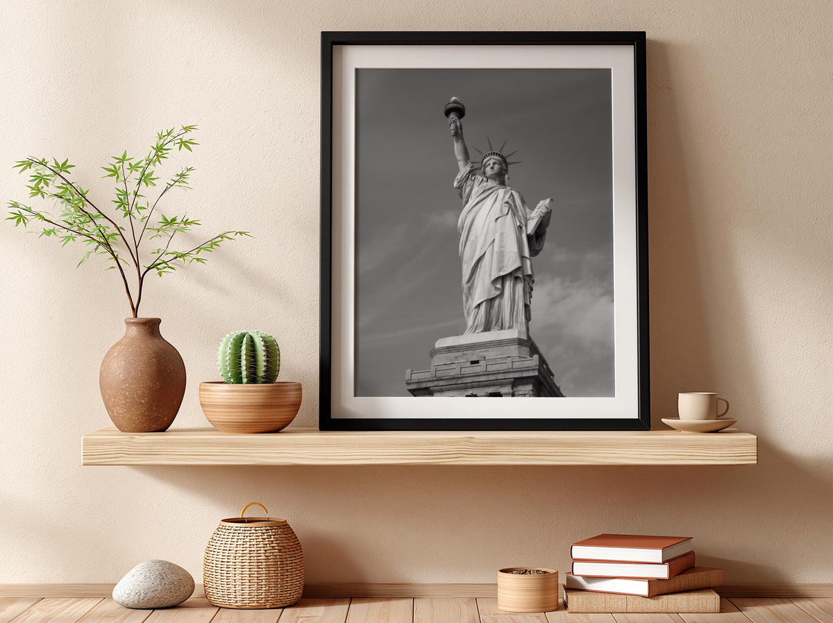 Statue Of Liberty Torch Poster | Black and White Photography Print | Vintage New York Wall Art | Retro Travel Decor