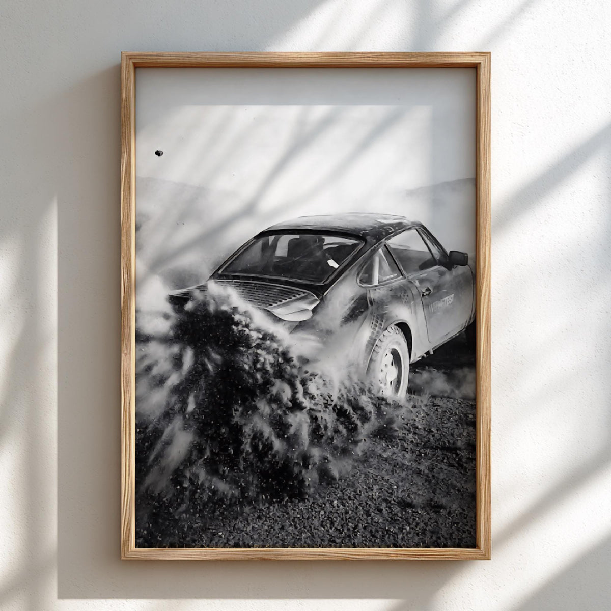 Vintage Rally Dust Poster | Black and White Photography Print | Retro Racing Wall Art | Classic Motorsport Decor