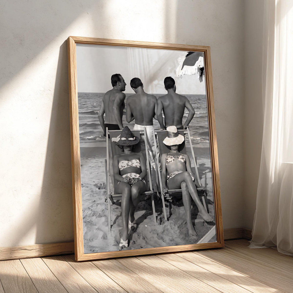 Vintage Riviera Beach Chairs Poster | Black and White Photography Print | Retro Coastal Wall Art | Mediterranean Summer Decor