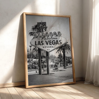 Welcome To Las Vegas Sign Poster | Black and White Photography Print | Vintage Nevada Wall Art | Retro Travel Decor