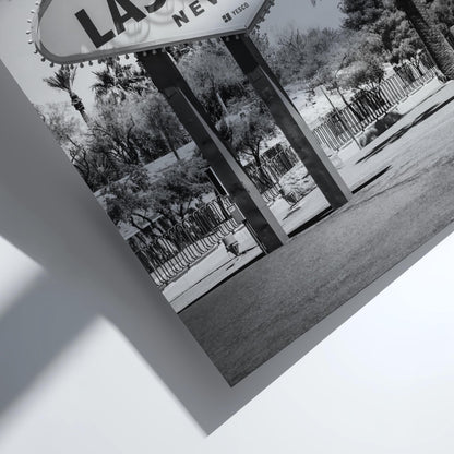 Welcome To Las Vegas Sign Poster | Black and White Photography Print | Vintage Nevada Wall Art | Retro Travel Decor