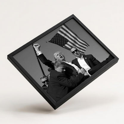 Trump Rally Fist Raised Poster | Black and White Photography Print | Vintage Political Wall Art | Retro History Decor