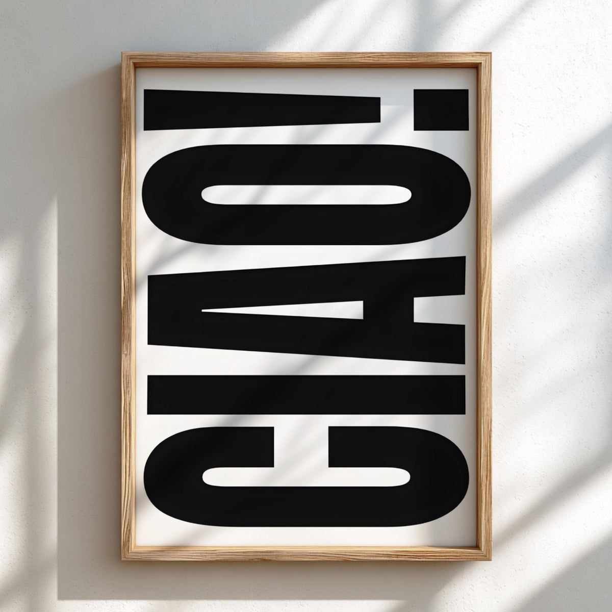 Ciao in Black | Minimalist Italian Wall Art Print | Modern Black Typography Poster | Elegant Home Decor for Bedroom Kitchen Bar Aesthetic