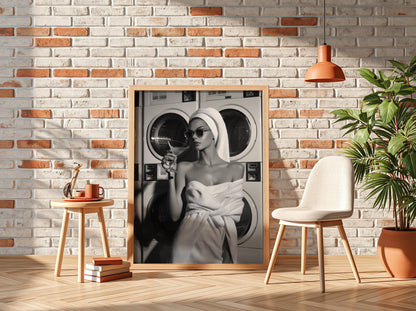 Girl In Bath | Minimalist Wall Art Print | Modern Bathroom Decor Poster | Elegant Home Spa Bedroom Bathroom Gallery Style Aesthetic Art