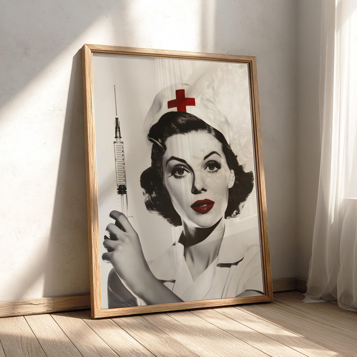 Retro Nurse | Vintage Style Wall Art Print | Modern Illustration Poster | Bedroom Living Room Bar Clinic Decor Gallery Style Aesthetic Art