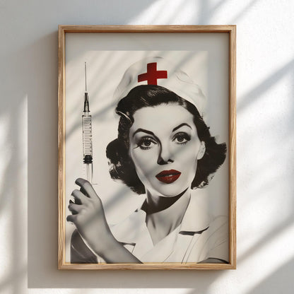 Retro Nurse | Vintage Style Wall Art Print | Modern Illustration Poster | Bedroom Living Room Bar Clinic Decor Gallery Style Aesthetic Art