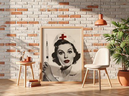 Retro Nurse | Vintage Style Wall Art Print | Modern Illustration Poster | Bedroom Living Room Bar Clinic Decor Gallery Style Aesthetic Art