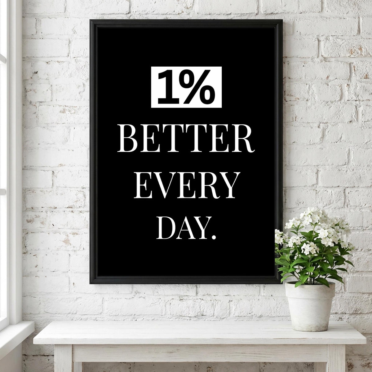 1% Better Every Day Poster | Motivational Wall Art | Self Improvement Quote | Discipline Mindset Print | Minimalist Office Decor