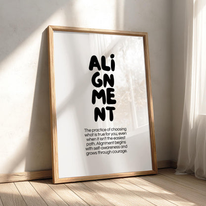 Alignment Poster | Dictionary Definition Print | Minimalist Word Wall Art | Modern Typography Decor | Inspirational Design