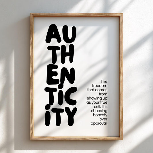 Authenticity Poster | Dictionary Definition Print | Minimalist Word Wall Art | Modern Typography Decor | Inspirational Design