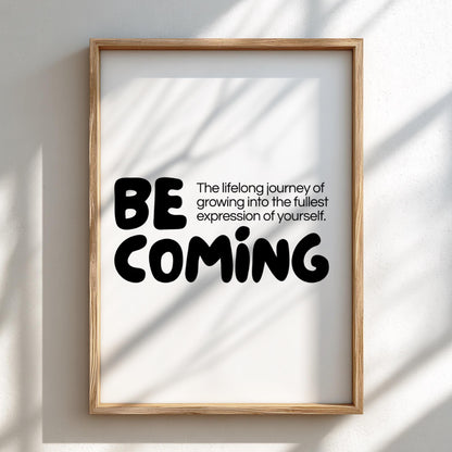 Becoming Poster | Dictionary Definition Print | Minimalist Word Wall Art | Modern Typography Decor | Inspirational Home Design