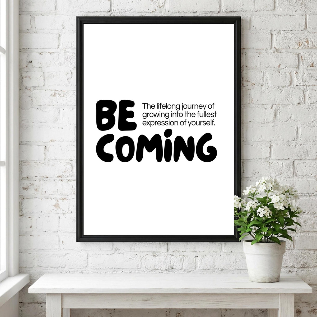 Becoming Poster | Dictionary Definition Print | Minimalist Word Wall Art | Modern Typography Decor | Inspirational Home Design