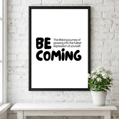 Becoming Poster | Dictionary Definition Print | Minimalist Word Wall Art | Modern Typography Decor | Inspirational Home Design