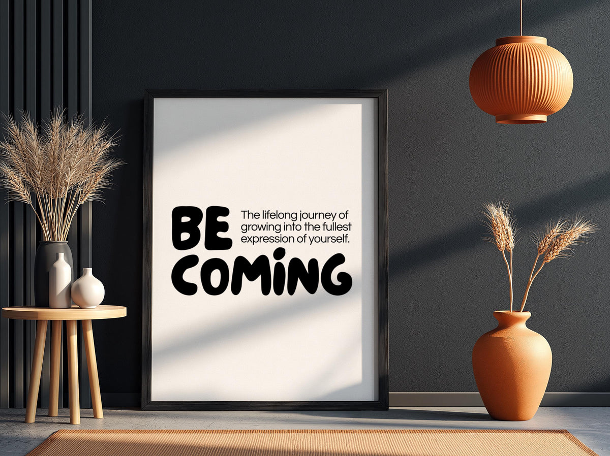 Becoming Poster | Dictionary Definition Print | Minimalist Word Wall Art | Modern Typography Decor | Inspirational Home Design