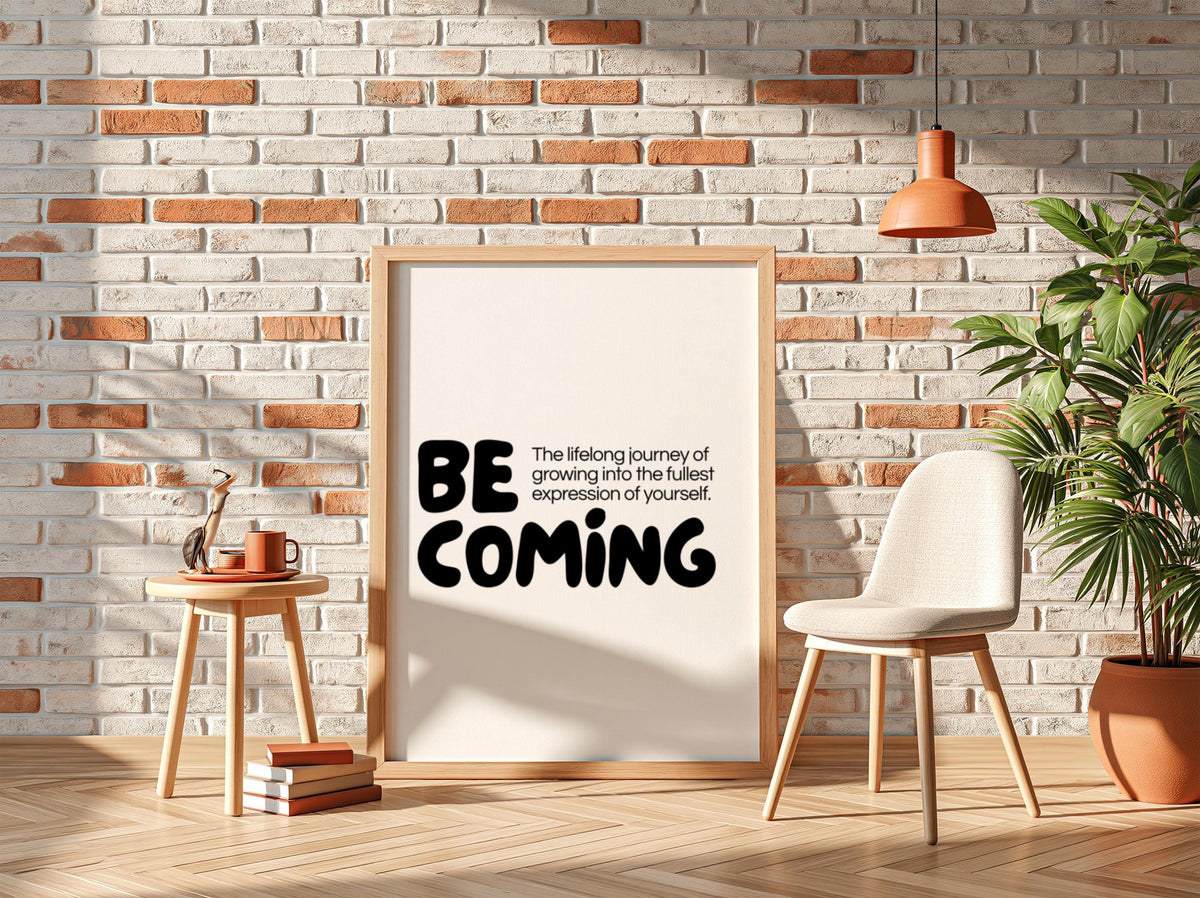 Becoming Poster | Dictionary Definition Print | Minimalist Word Wall Art | Modern Typography Decor | Inspirational Home Design