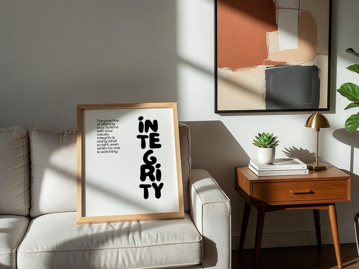 Integrity Poster | Dictionary Definition Print | Minimalist Word Wall Art | Modern Typography Decor | Values & Character Design