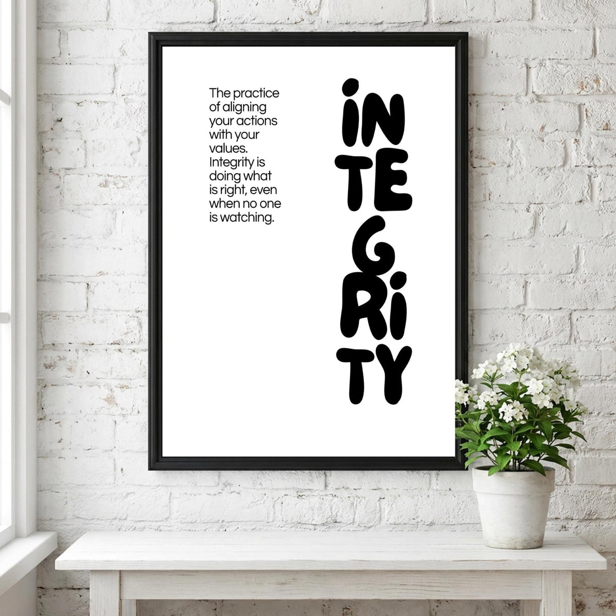 Integrity Poster | Dictionary Definition Print | Minimalist Word Wall Art | Modern Typography Decor | Values & Character Design