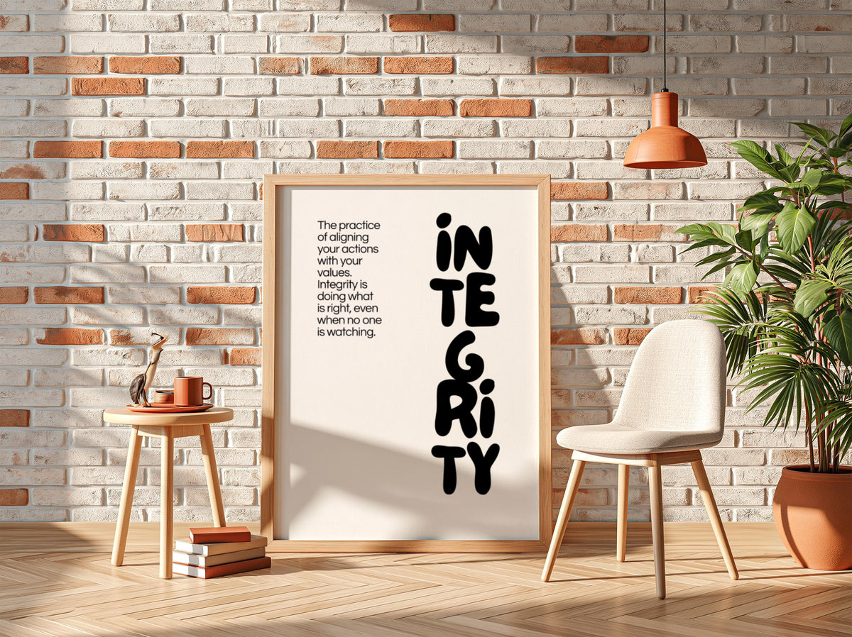 Integrity Poster | Dictionary Definition Print | Minimalist Word Wall Art | Modern Typography Decor | Values & Character Design