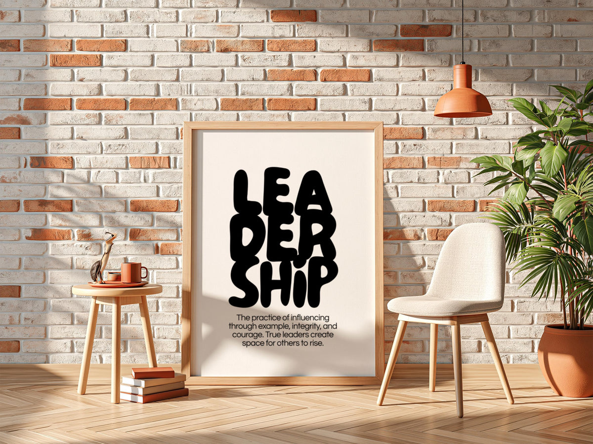 Leadership Poster | Dictionary Definition Print | Minimalist Word Wall Art | Modern Typography Decor | Success Mindset Design
