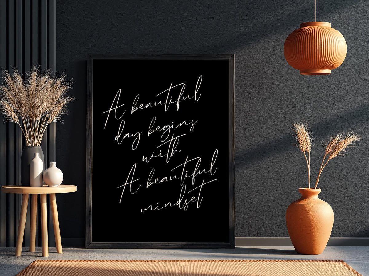 A Beautiful Mindset Poster | Powerful Black Wall Art | Motivational Quote Print | Bold Typography Decor | Dark Aesthetic Design
