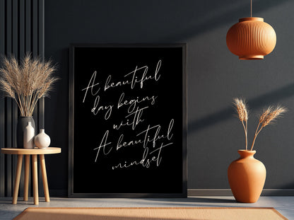 A Beautiful Mindset Poster | Powerful Black Wall Art | Motivational Quote Print | Bold Typography Decor | Dark Aesthetic Design