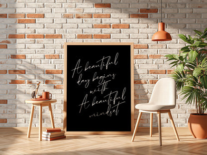 A Beautiful Mindset Poster | Powerful Black Wall Art | Motivational Quote Print | Bold Typography Decor | Dark Aesthetic Design