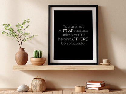 A True Success Poster | Powerful Black Wall Art | Motivational Quote Print | Success Mindset Decor | Bold Typography Design