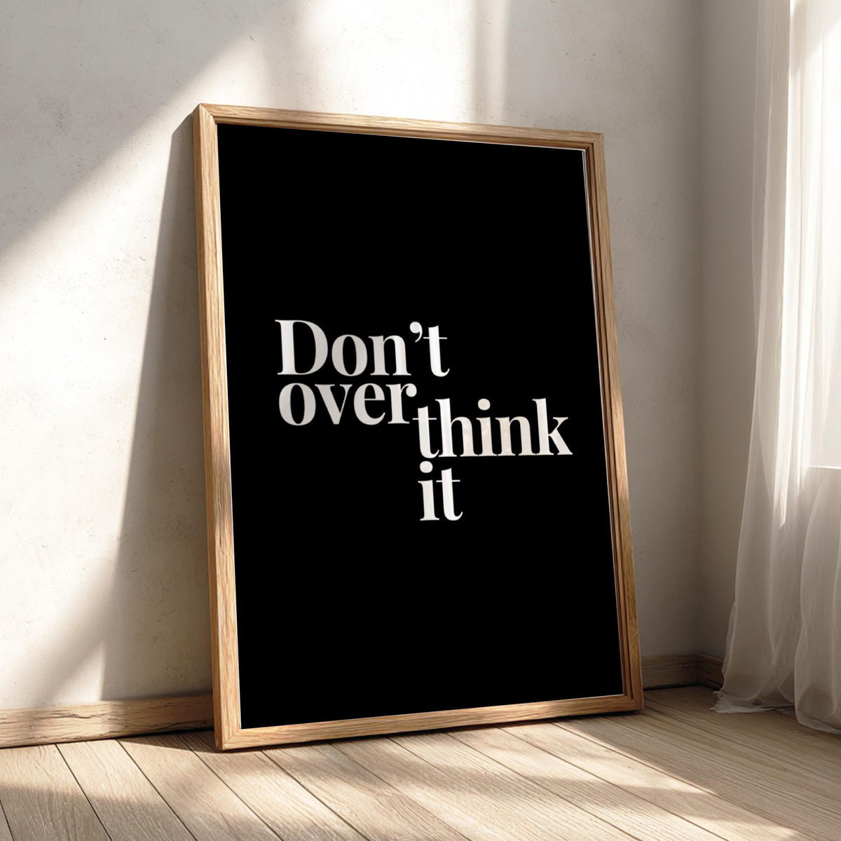 Don't Overthink It Poster | Powerful Black Wall Art | Motivational Quote Print | Action Mindset Decor | Bold Typography Design