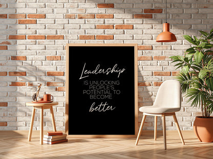 Better Leadership Poster | Powerful Black Wall Art | Motivational Quote Print | Leadership Mindset Decor | Bold Typography Design