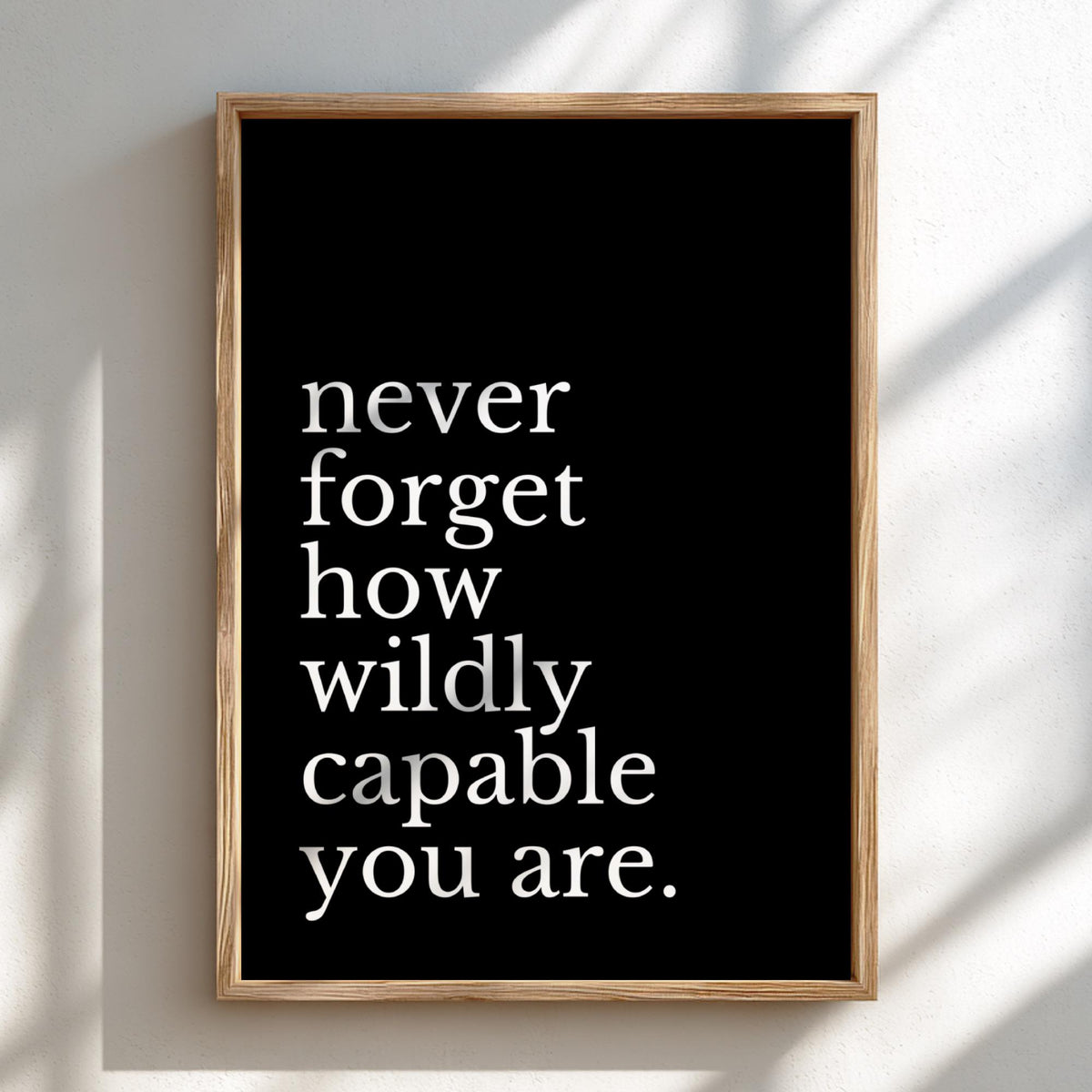 Never Forget Poster | Powerful Black Wall Art | Motivational Quote Print | Mindset Decor | Bold Typography Design